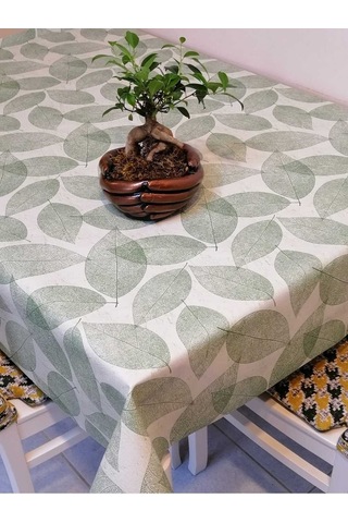 Elyaflı Pvc Muşamba - Desenli Silinebilir Masa Örtüsü 02mrl165c Yeşil