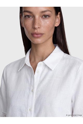 Lcw Studıo Beyaz Crop Kadın Gömlek
