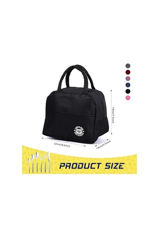 Öğle Yemeği Çantası, Yetişkinler Ve Çocuklar İçin Yalıtımlı Öğle Yemeği Çantaları, Ofis, Okul, Seyahat, Piknik İçin Yeniden Kullanılabilir Sızdırmaz Termal Öğle Yemeği Kutusu Siyah Çok Renkli