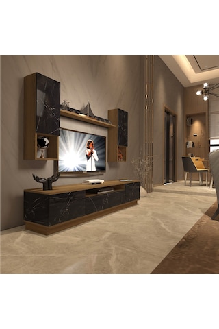 Decoraktiv Trendstyle 5das Mdf Tv Ünitesi Tv Sehpası Pera - Siyah Mermer