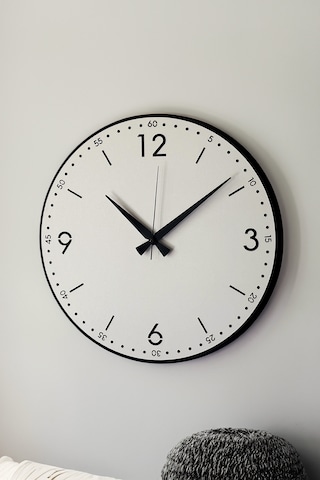 Dekoratif Yeni Modern Rasalhague Ahşap Duvar Saati 48cm Siyah - Beyaz