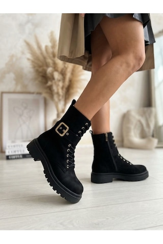 Marina Rosse Molly Kadın Bağcıklı Postal Bot Siyah Süet