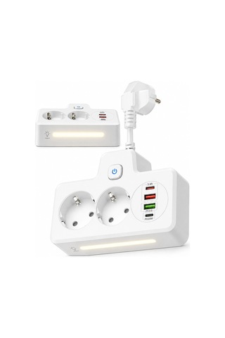 Bkl-502 Akım Korumalı 2li Priz 2 Usb Ve 2 Type-c Çıkış 4000w Hızlı Şarj Duvar Tipi Dokunmatik Led Aydınlatmal 0
