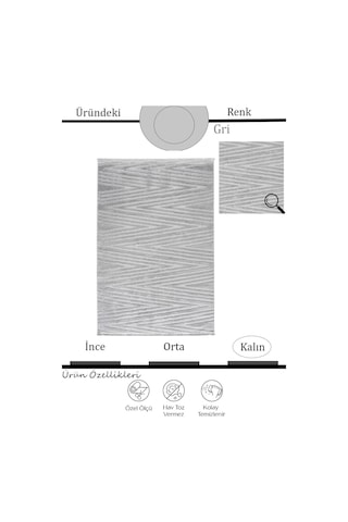 Çam Halı Eyfel 3107 Gri Romans Halı Modern Desenli Makine Halısı