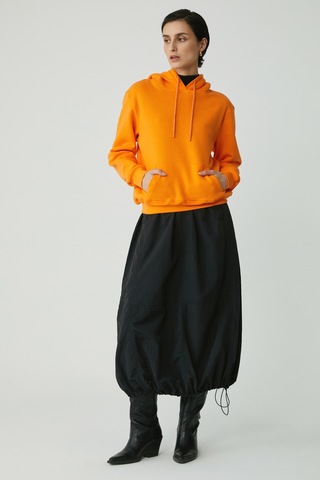 Ethıquet Diane Kadın İçi Polarlı Yumuşacık Comfort Fit Kapüşonlu Turuncu Sweatshirt