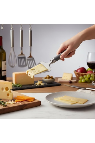 Deconox Paslanmaz Çelik Silikon Saplı Peynir Spatulası / Silikon Saplı Peynir Rendesi Şık Ve Fonksiyonel Sunum Diğer