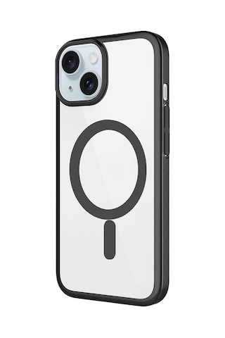 Zeyline Apple Uyumlu iPhone 15 Plus Wireless Şarj Özellikli Sert Pc Zore Mat Riksos Magsafe Kapak-siyah
