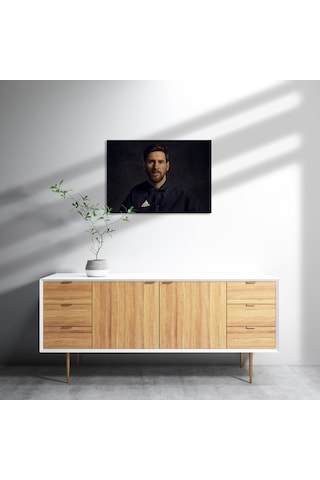 Cakasepetim Lionel Messi Adidas Siyah Arka Plan Ahşap Mdf Tablo
