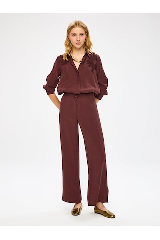 Faik Sönmez Arka Beli Lastikli Yanı Yırtmaçlı Modallı Wıdeleg Fit Pantolon W27pnt005 Uw27pnt00530 Kahve