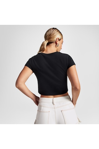 Converse Heart Slim Fit Kadın Siyah T-shirt