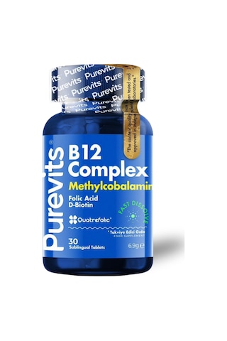 Purevits Vitamin B12 Complex - Folic Acid Biotin 30 Adet Dilaltı Tablet