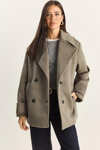Shade Kadın Kruvaze Yaka Astarlı Kısa Oversize Kaşe Kaban 3508 60283850 - Vizon