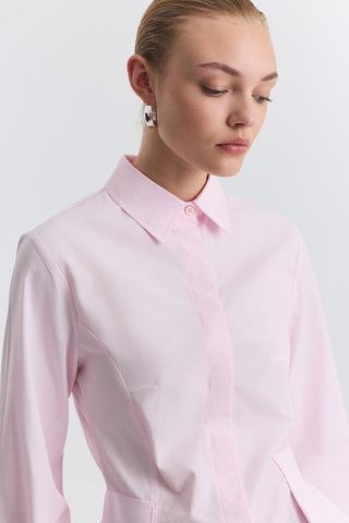 Antioch Peplum Poplin Gömlek Pembe