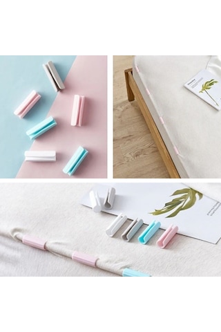 12 Adet Çok Amaçlı Çarşaf Tutucu, Sabitleyici ,kaydırmaz Nevresim Örtü Düzenleyici Klipsler 5256 Çok Renkli