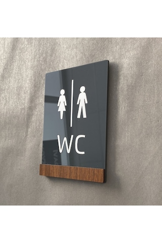 Wooden Serisi Minimal WC Yönlendirme Levhası