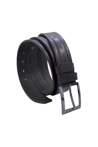 3.5 Cm. Klasik Hakiki Deri Desenli Kemer Koyu Kahverengi Kahverengi