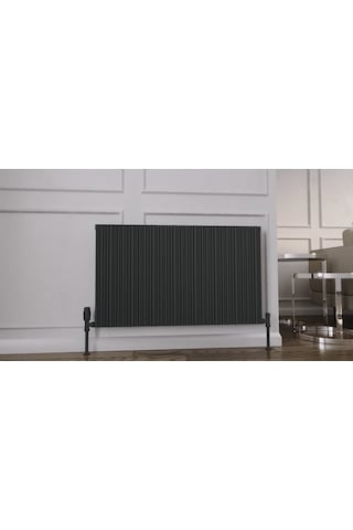 Lojimax Alüminyum Çift Panel Yatay Radyatör Bamboo Double 600x719mm 6 Dilim Dokulu Siyah 786 W Yüksek Isıl Güç