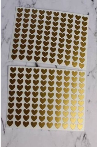 Altın Gold Kalp Şekilli Sticker Etiket Hediye Paketleme Etiketi 3x3 Cm Diğer
