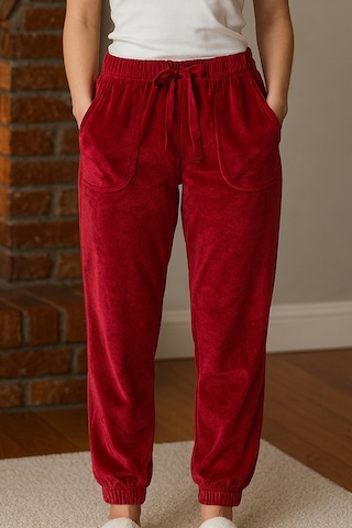 Kadın Paçası Lastikli Cep Detaylı Kadife Kumaş Tek Alt 503 Bordo Bordo