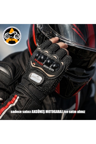 Akgüneş Motogaraj Speed Biker Yasaya Uygun Etiketli Yarım Eldiven Motosiklet Sürüş Eldiveni, Nefes Alabilir Koruma