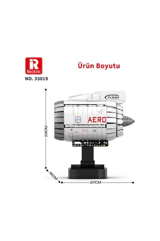 Reobrix Technic 33019 Uçak Motoru Aircraft Engine Batarya&motorlu Yaratıcı Yapı Blok Seti Building Blocks - 1813 Parça