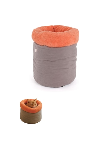 Modern Kedi Ve Köpek Mağara Yatağı, 80x60x3 Cm, Sakinleştirici Ve Konforlu, Serin Mat Kılıfı İle Şeftali