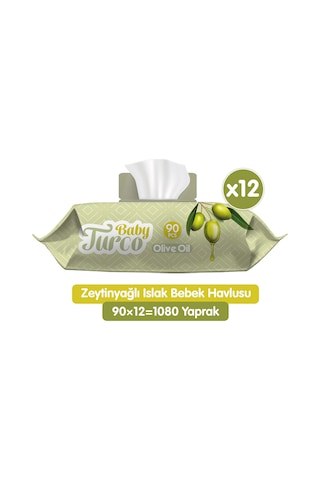 Baby Turco Zeytinyağlı Islak Bebek Havlusu 12 X 90 Adet