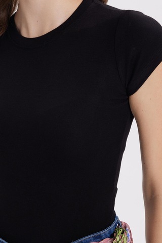 Tudors Kadın Slim Fit Dar Kesim Bisiklet Yaka Viskon Kumaş Ultra Soft Siyah Tişört-34854 Siyah