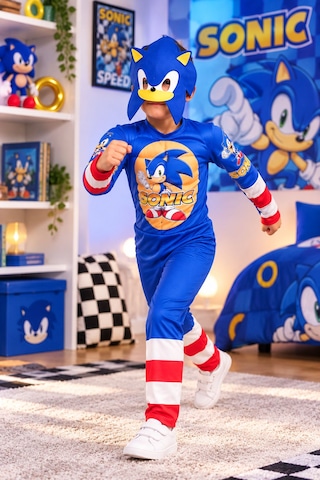 Arya Kostüm Sonic Kostüm 3-8 Yaş Çocuk Sonic Kostümü Sonic Çocuk Kostüm Seti Doğum Günü Ve Parti Kostümü Erkek Çocuk Kostümü Mavi