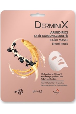 Derminix Aktif Karbon & Zencefil Arındırıcı Kağıt Yüz Maskesi