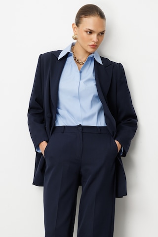 Mizalle Oversize Lacivert Kruvaze Blazer Ceket Lacivert