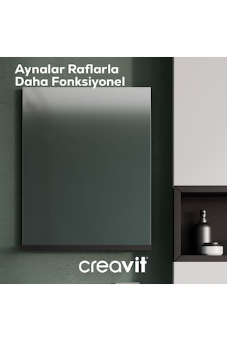 Creavit Elmas Ayna Ve Etajer 45 Cm Beyaz-parlak Belly Em1045.01.bl