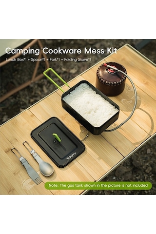 Createtech Siyah Kamp Ocağı Seti Katlanabilir Kaşık Çatal Alüminyum Alkol Alaşımlı Siyah