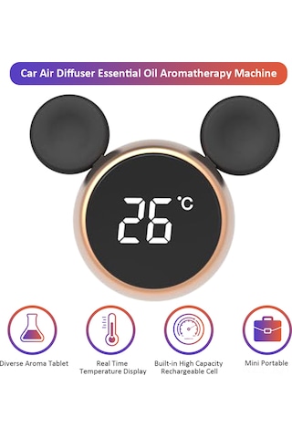 Youmex Araç İçin Akıllı Dokunmatik Ekranlı Mini Koku Difüzörü - Sıcaklık Göstergeli