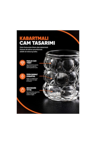 Dmr Home 6'lı Kahve Yanı Üzüm Bardak Mini Cam Su Bardağı Şeffaf Kahve Sunum Bardağı