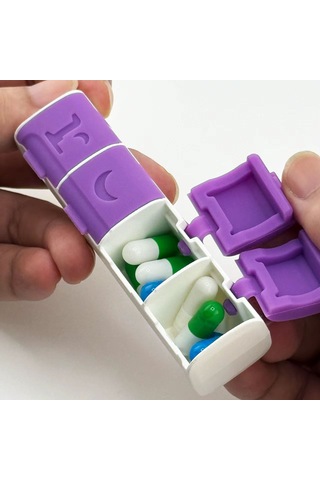 4 Bölmeli İlaç Kutusu Magnet Özellikli Yeşil