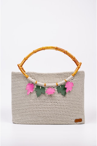 Fabric Craft Bag Gri Tığ Dokulu Bambu Saplı El Çantası Gri Gri