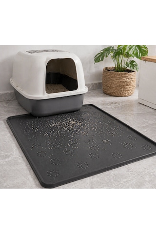 Kedi Köpek Mama Matı Havuzlu Yıkanabilir Kaymaz Evcil Hayvan Beslenme Matı Kedi Kumu Paspası 40x60