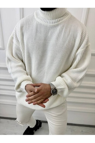 Elku Moda Elkumoda Boğazlı Erkek Kazak Oversize Balıkçı Yaka Geniş Salaş Triko Kazak-KAZAK2863
