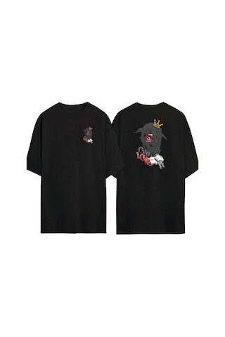 Thewert Unisex Tupac One Love Ön Arka Baskılı Sıyah Oversize T-shirt Siyah