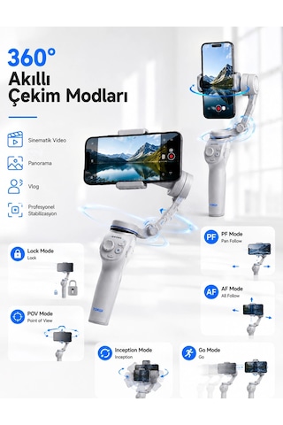 3 Eksen Telefon Sabitleyici Canlı Yayın Vlog Mobil Video Çekimi İçin Profesyonel Gimbal Diğer