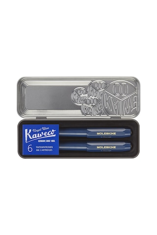 Moleskine X Kaweco Dolma Kalem Ve Tükenmez Kalem Seti Mavi Çok Renkli