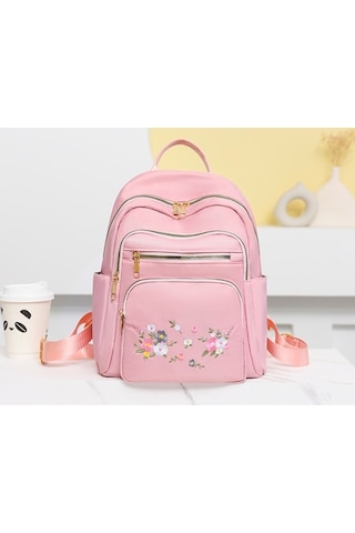 Lixiaqu01 Pink Moda Naylon Sırt Çantası Kadınlar Için Nakış Açık Pembe