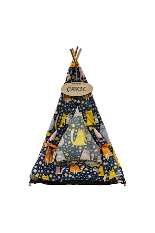 Pikas İsme Özel Yıkanabilir Peti Desenli Kedi Köpek Çadırı 40 x 60 CM
