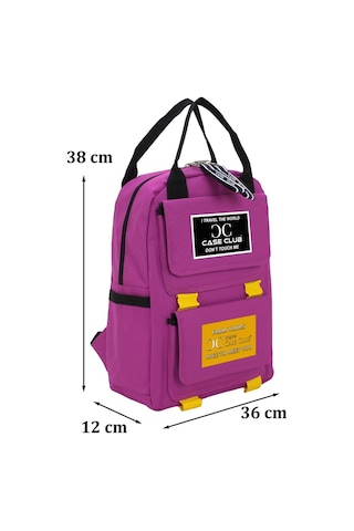 Case Club Kadın Sırt Çantası Yandan Cepli Su Geçirmmez Kumaş Pembe