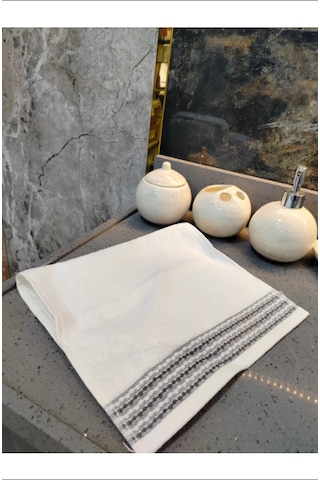 Sher Çi Zgi Li El Havlusu 30x50 Beyaz - Gri
