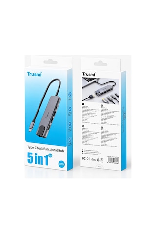 Trusmı Type-c Multifunctional Hub 5 İ 1 Arada Hdmı + Usb 3.0 + Pd Şarj Çoklayıcı Adaptör Macbook, Laptop Uyumlu