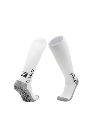 Qingmipy Uzun Kollu Spor Çorap Antibakteriyel Kayma Önleyici Futbol Basketbol Tüm Sporlar İçin Erkek Kadın Üniversal Beyaz Beyaz