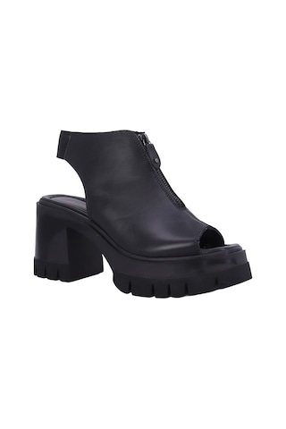 Albishoes Albini 2610911 Hakiki Deri Kadın Topuklu Sandalet Siyah