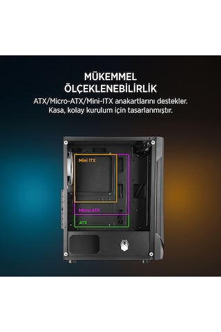 James Donkey Helix H800 R5-5500 16 GB 1 TB SSD 8 GB RX7600 Free Dos Masaüstü Oyuncu Bilgisayarı